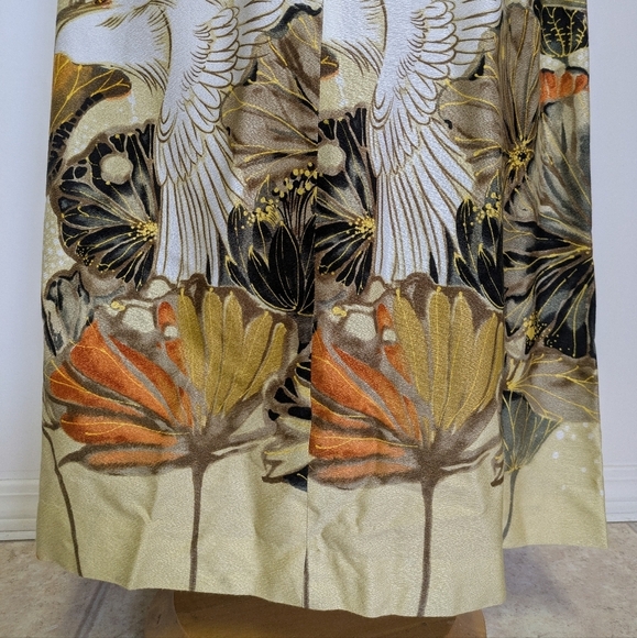Japanese Style Kimono Maxi Dress Bird Pattern Size XS* 60s-70s - Picture 9 of 17